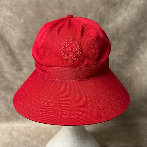 Retro Liz Claiborne Red Half Brim Hat 1990s with a Rubber Band Back - Picture 1 of 8